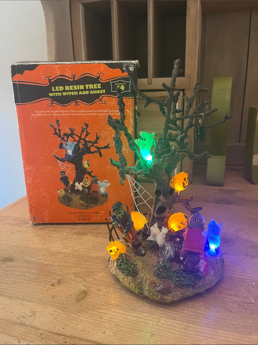 Vintage Target Tabletop Halloween Village Lighted Tree Graveyard Monster Ghost